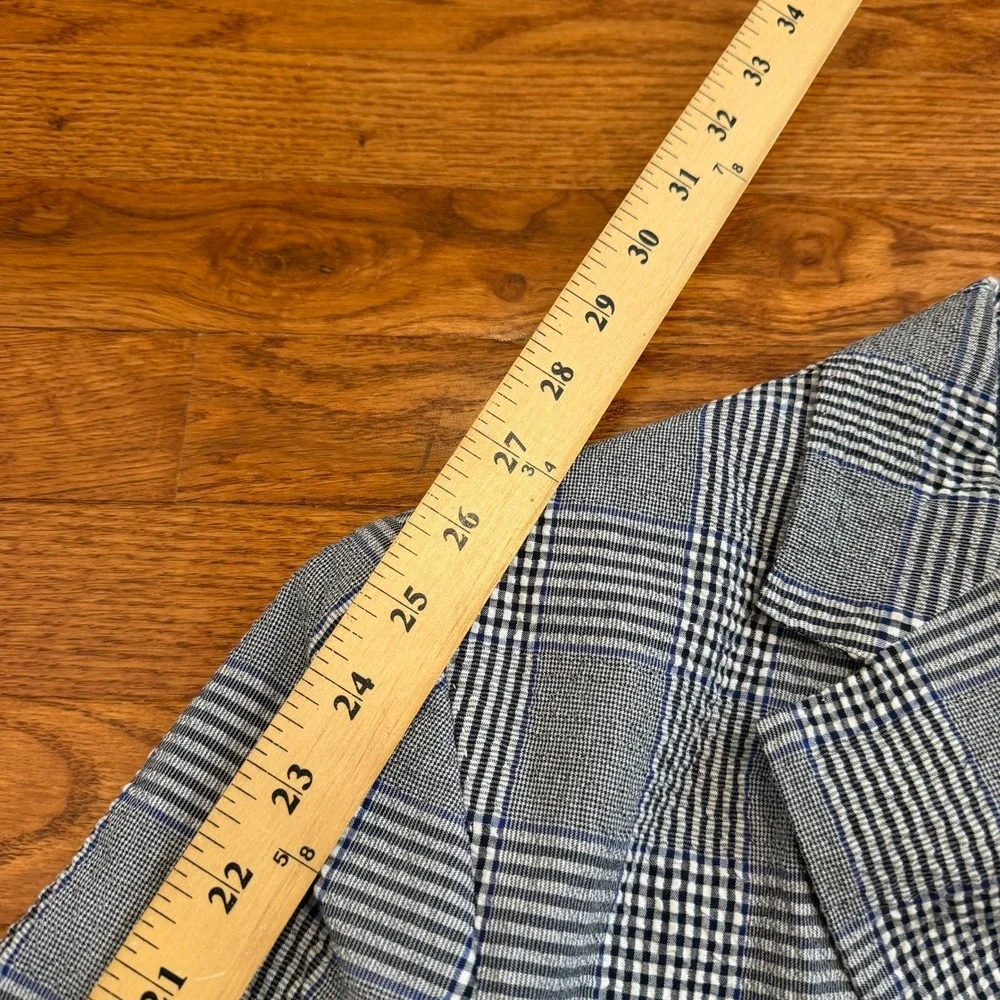 Tailorbyrd Blazer Mens 46R Gray Blue Glen Plaid Stretch Unstructured Textured